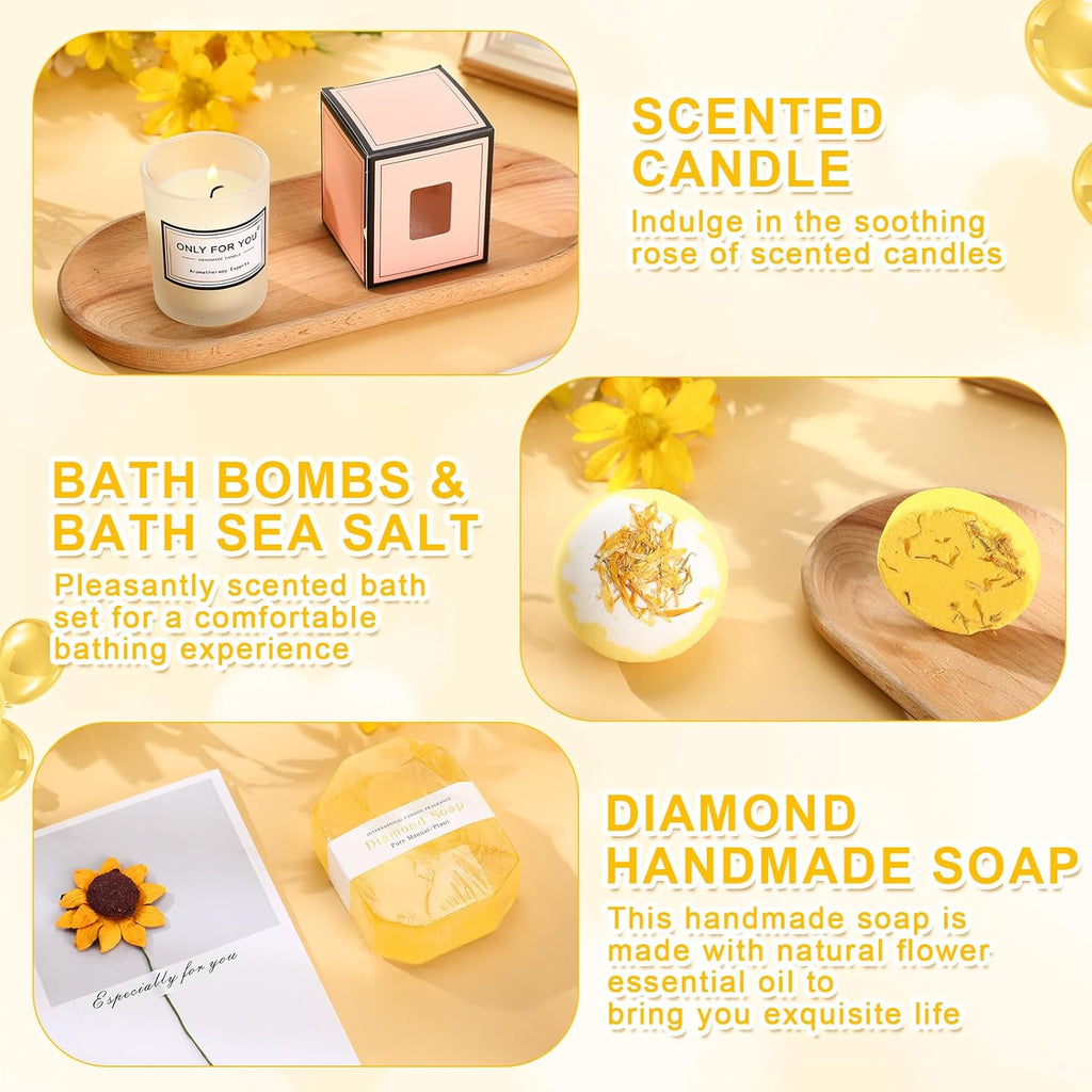 13 Pcs Birthday Gifts for Women Mothers Day Gifts Spa Basket Set for Women Mirrors Socks Steamers Jewelry Case Bath Robe Mom Nurse Girlfriend Wife