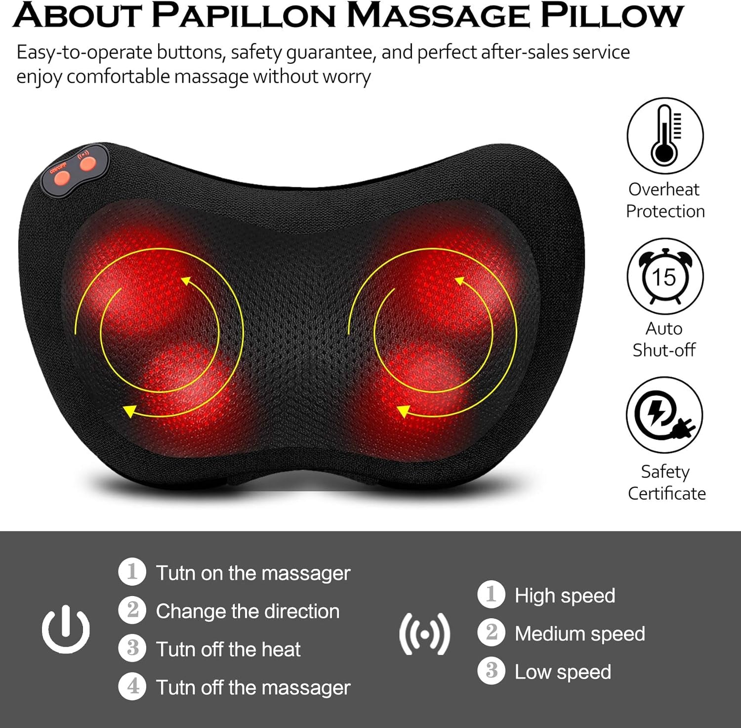 Back Massager,Shiatsu Neck Massager for Pain Relief,Electric Shoulder Foot Massage Pillow with Heat,Gifts for Mothers Day,Christmas Gifts for Women/Men,Deep Tissue Kneading for Waist,Legs