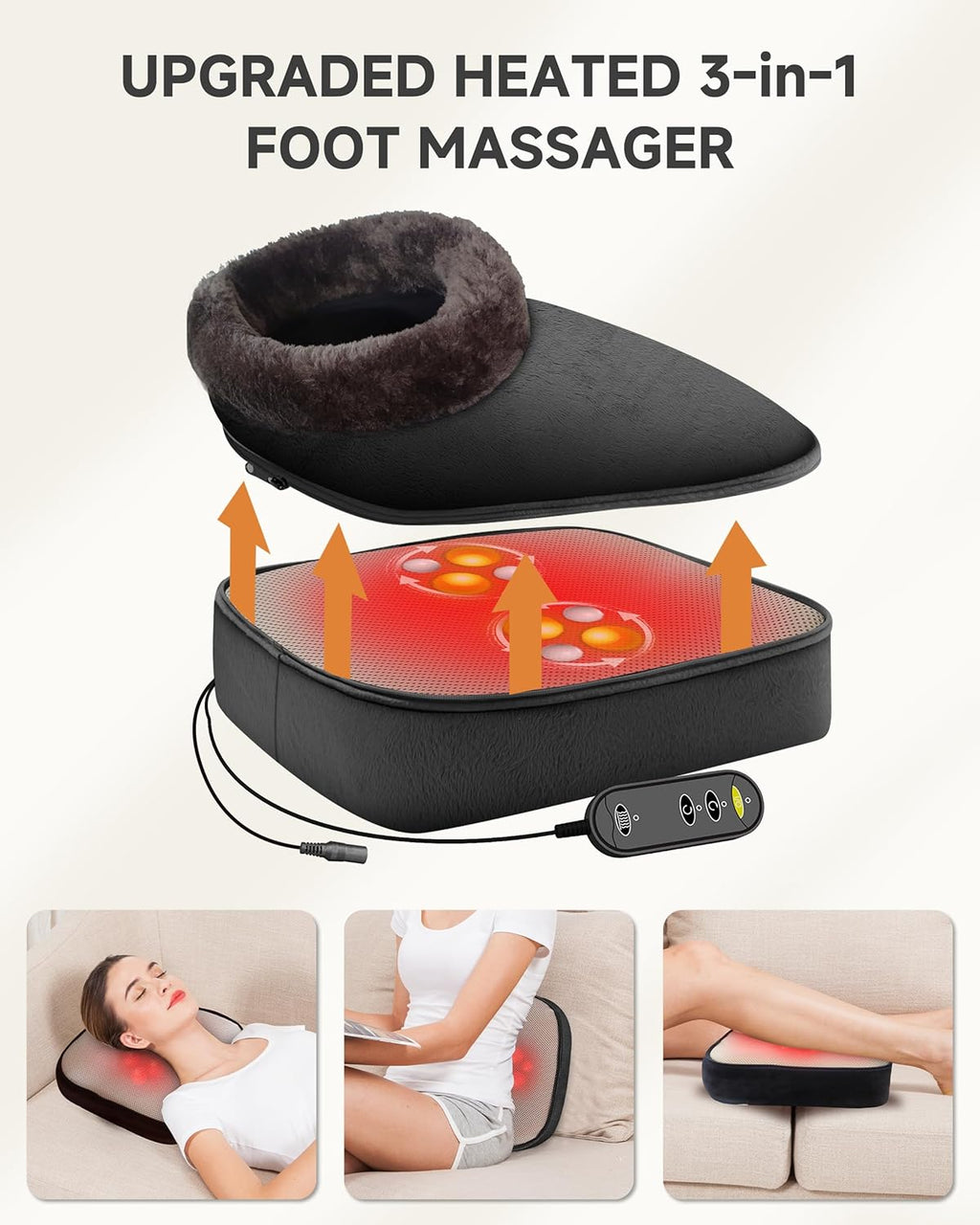 Foot Massager with Heat, Shiatsu Heated Kneading Foot Massager Machine, Electric Foot Massager, Gift for Her & Him, Home and Office Use