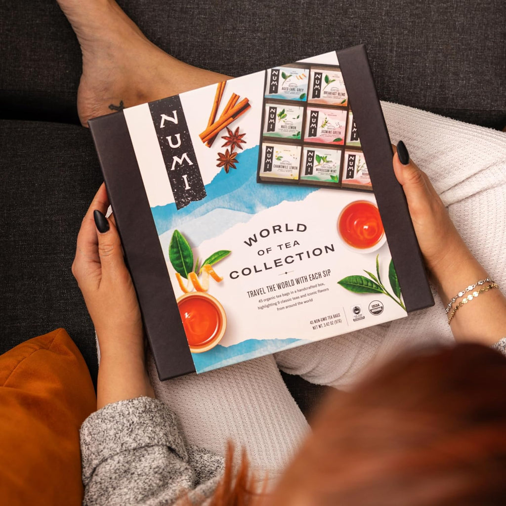 Organic Tea World of Tea Gift Set, 45 Tea Bags, Fair Trade Black, Green, Maté, Rooibos & Herbal Tea Sampler