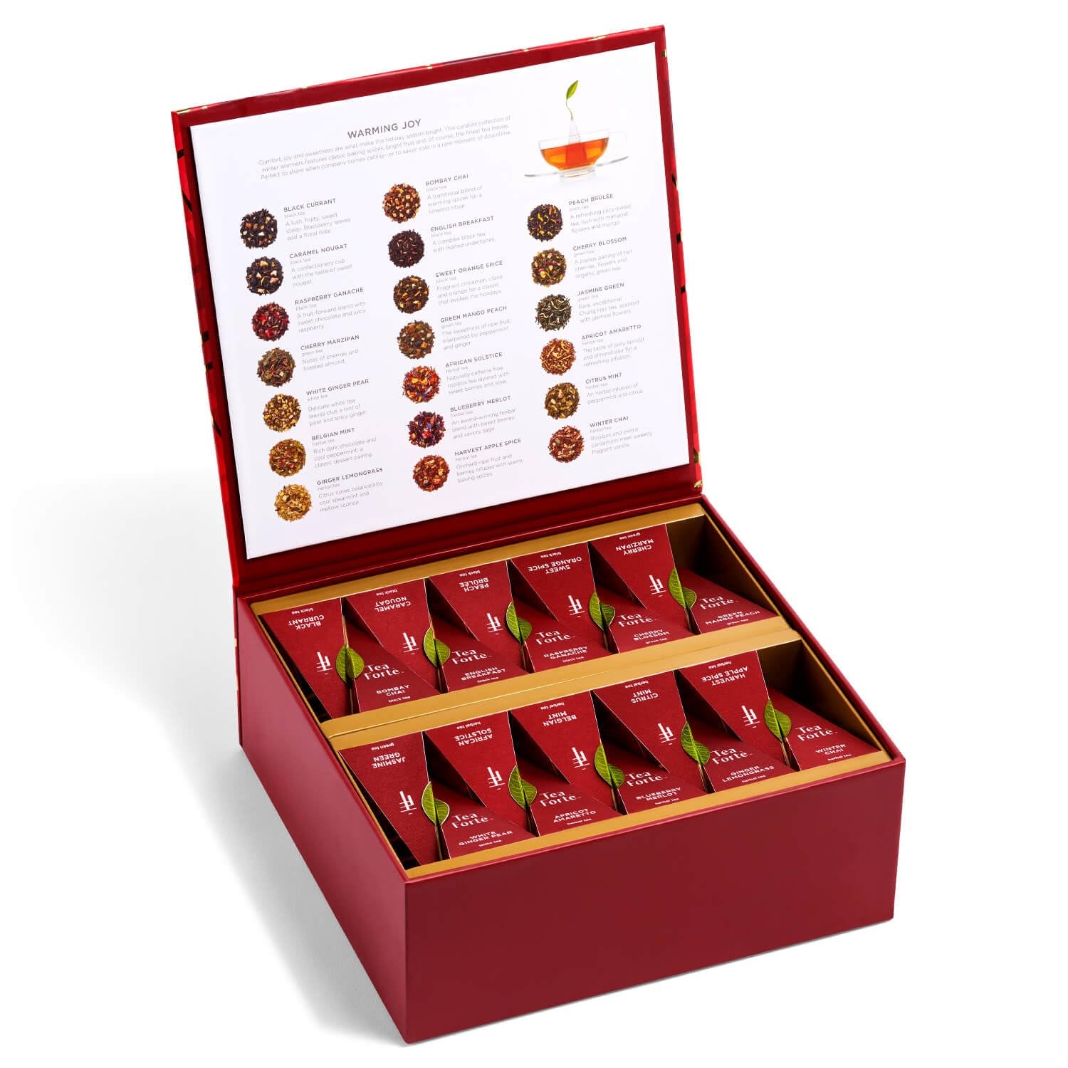 Tea Chest with 40 Handcrafted Pyramid Tea Infusers - Warming Joy Plaid