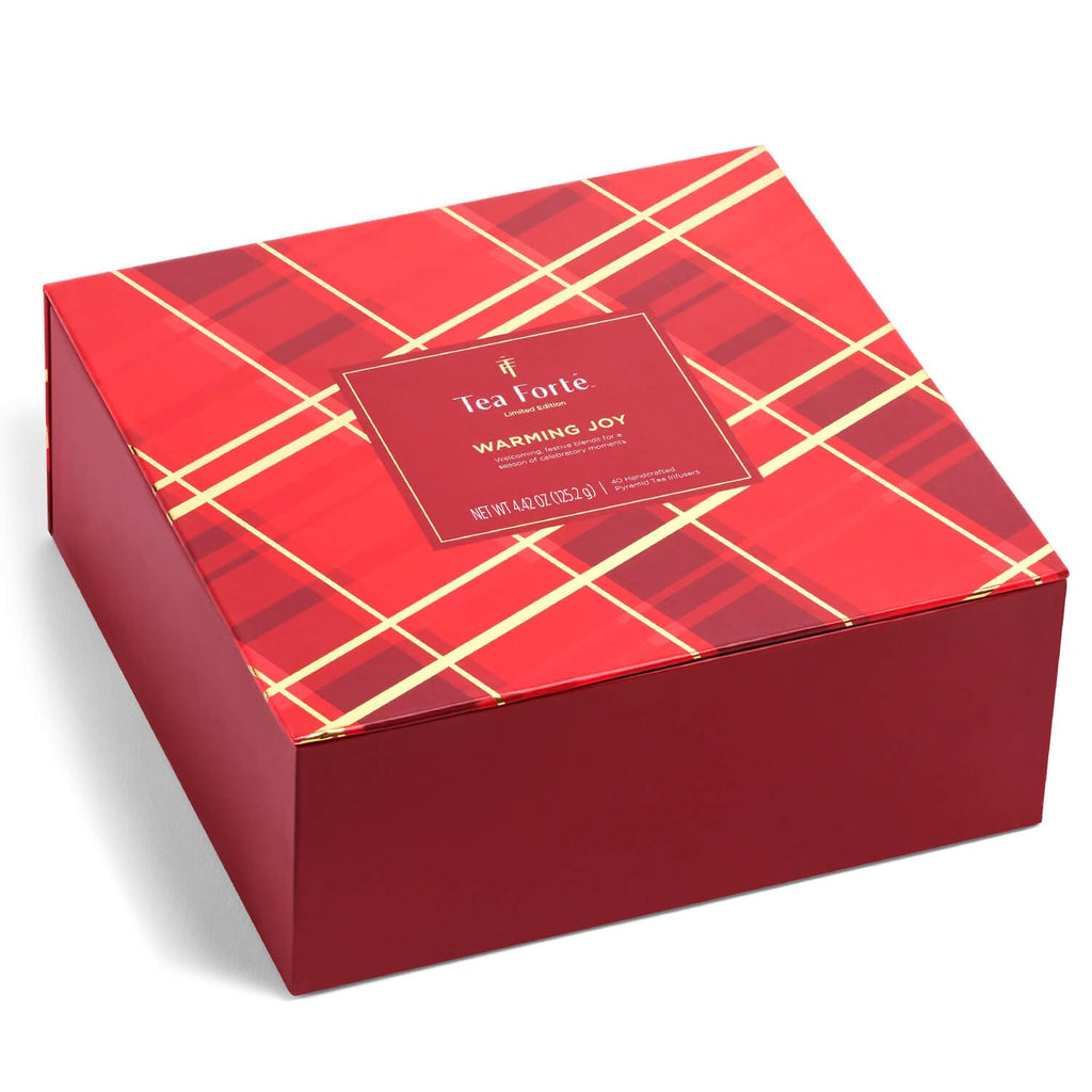 Tea Chest with 40 Handcrafted Pyramid Tea Infusers - Warming Joy Plaid