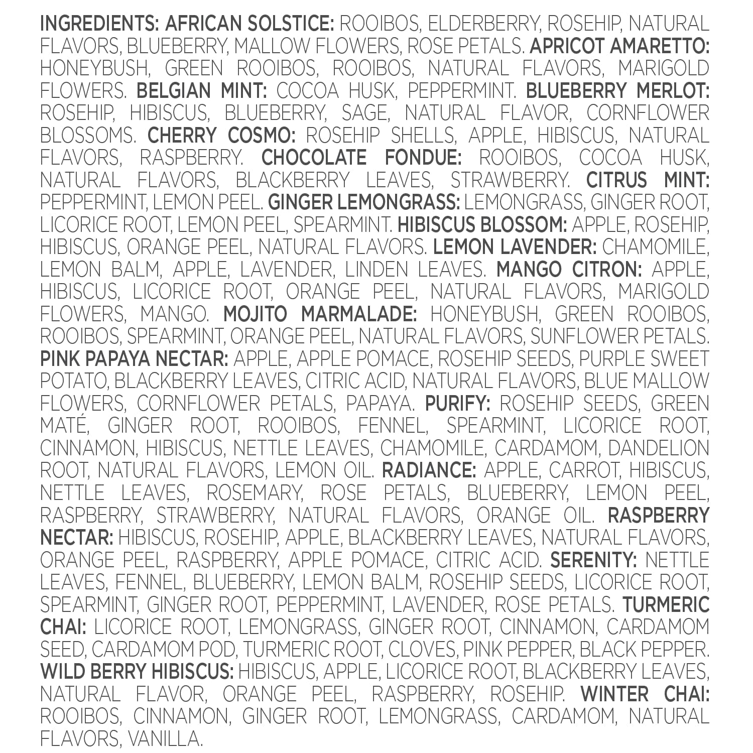 Warming Joy Holiday Herbal Premium Tea Chest Gift Sampler, 40 Count, 2 of Each Variety Blend Individually Wrapped Handcrafted Pyramid Infuser Bags