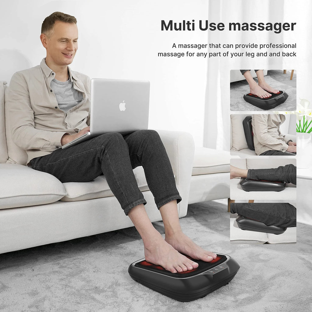 Foot Massager with Heat,Shiatsu Foot Massager for Circulation, Back Massager, Foot Warmer and Massager for Neuropathy Muscle Pain Relief Plantar Fasciitis, Christmas Birthday Gifts for Dad Mom