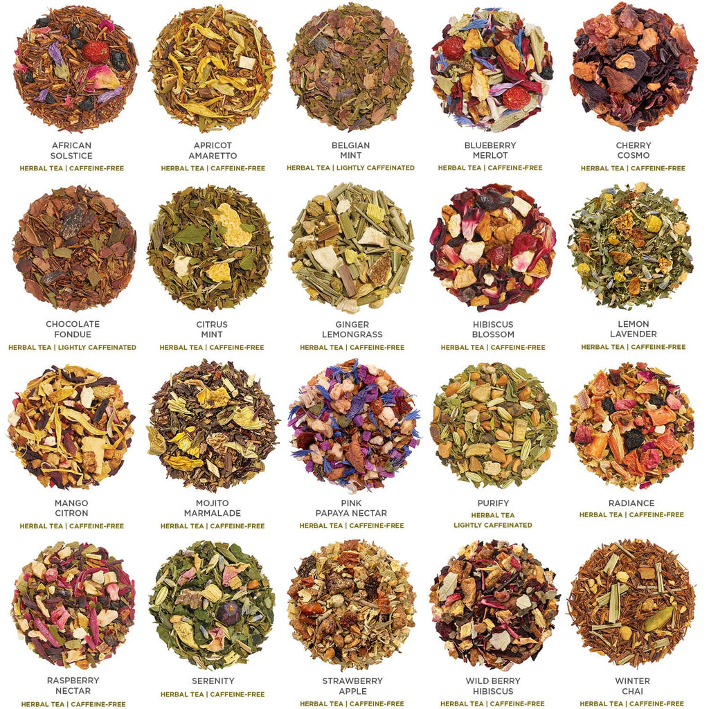 Warming Joy Holiday Herbal Premium Tea Chest Gift Sampler, 40 Count, 2 of Each Variety Blend Individually Wrapped Handcrafted Pyramid Infuser Bags