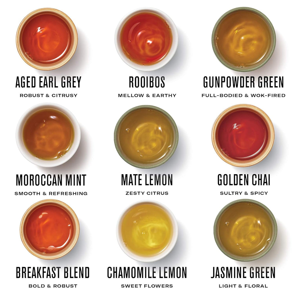 Organic Tea World of Tea Gift Set, 45 Tea Bags, Fair Trade Black, Green, Maté, Rooibos & Herbal Tea Sampler